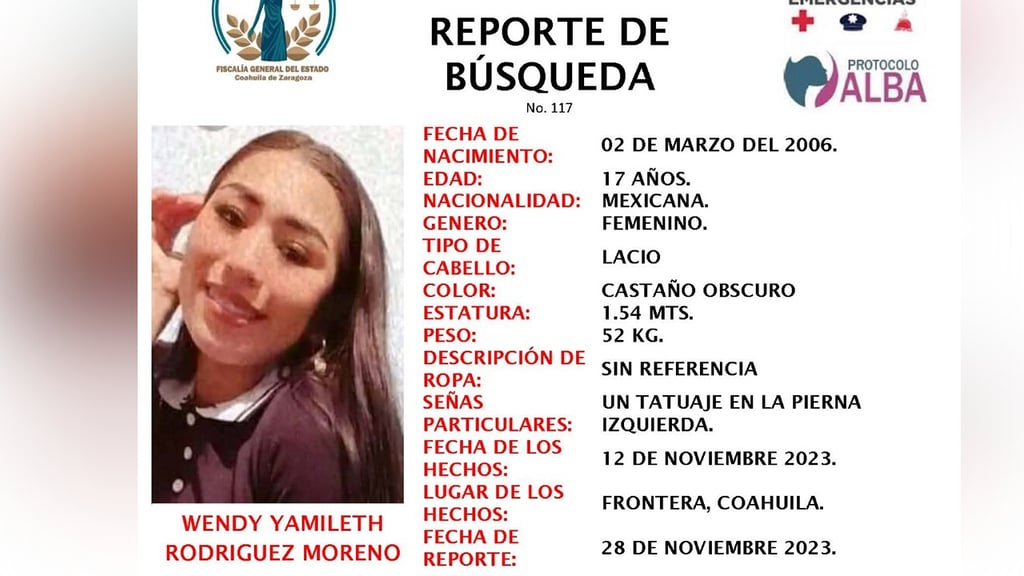 Desaparece Wendy Yamilet Rodríguez joven de 17 años en Frontera El