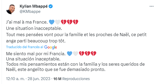 Kylian Mbappé denuncia la muerte de un menor a manos de la policía El