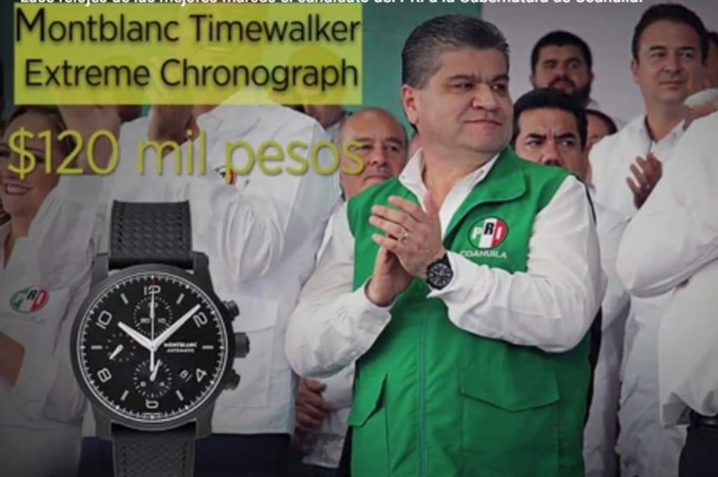 Investigación. En la imagen aparece uno de los relojes señalados por Grupo Reforma en la muñeca de Riquelme. (REFORMA)