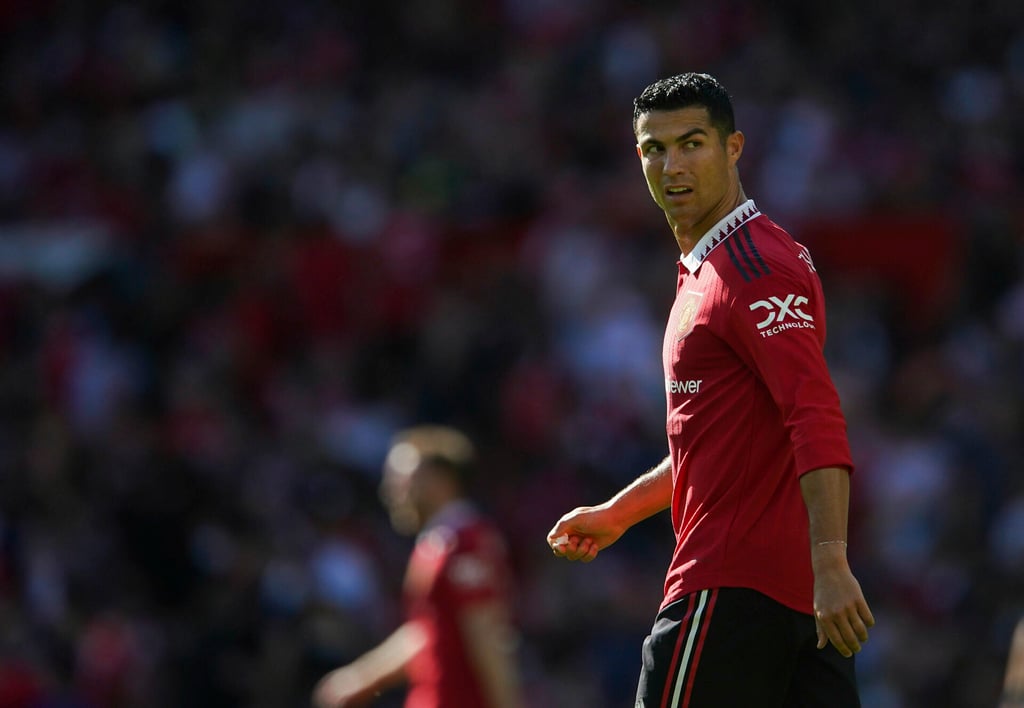 El astro portugués Cristiano Ronaldo, del Manchester United, en un partido amistoso ante el Rayo Vallecano, en Old Trafford de Manchester, el domingo 31 de julio de 2022. (Dave Thompson/PA vía AP)