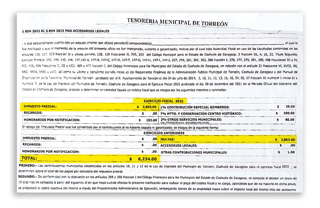 El Municipio de Torreón ha enviado notificaciones a los deudores morosos del Predial, pero se ha incluido a los del año que aún no concluye.