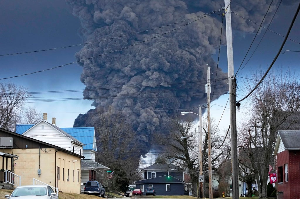 It's been more than a week since 50 of the 150 freight train cars derailed, but concerns remain in Ohio.  (AP)