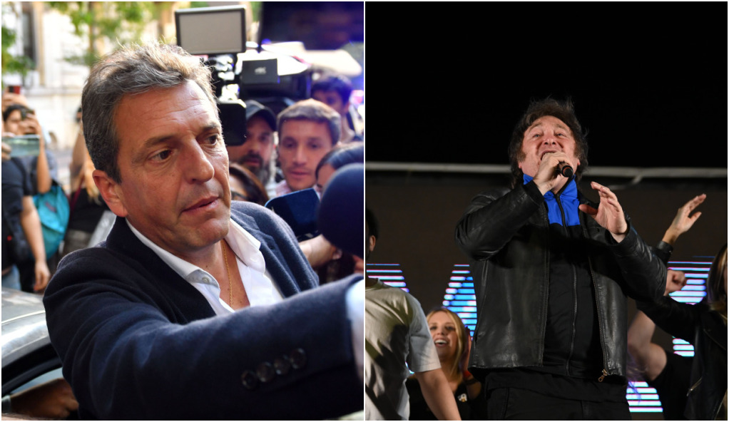 Los candidatos que se enfrentarán en la segunda ronda electoral de Argentina el domingo cerraron sus campañas el jueves. (EFE)