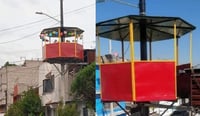 'Sólo en México'; construyen un pequeño salón de fiestas en un poste de luz
