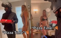 VIRAL: Modelos reciben a repartidor de pizza en poca ropa