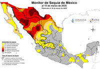 42.4% de la superficie del territorio nacional cuenta con sequía de moderada a excepcional