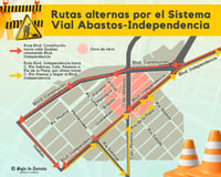 ¿Cuáles serán las rutas alternas para la obra del Sistema Vial Abastos-Independencia?