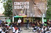 Alumnos de la primaria de San Pedro disfrutan de concierto de la Orquesta Filarmónica del Desierto