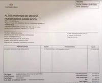 Filtran nuevo recibo de honorarios por 75 mil pesos en AHMSA