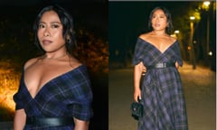 Yalitza Aparicio luce vestido de cuadros con escote pronunciado