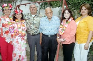 04052006
Con motivo de sus 90 años de vida, el señor Julio Guillermo Morales Muñoz fue festejado con un agradable convivio por sus hijos.