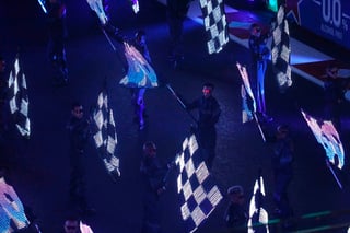 Espectáculo de luces con la apertura del Gran Premio de Las Vegas