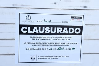 Lugares clausurados por contagios.