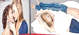 El anuncio muestra a la antigua novia de Leonardo Di Caprio besando apasionadamente a un hombre y, en otra escena, tumbada sobre una cama vestida sólo con pantalones vaqueros y cubriéndose el pecho con un edredón.
