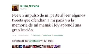Paulina Peña, hija del precandidato del PRI a la Presidencia de la República, Enrique Peña Nieto, se disculpó por su mensaje en Twitter y reactivó su cuenta en la red social, luego de haberla desactivado. 