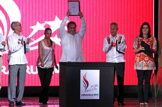 En un repleto salón, hoy se llevó a cabo en el Centro de Convenciones de esta ciudad la presentación de los XXII Juegos Deportivos Centroamericanos y del Caribe Veracruz 2014. (El Universal)