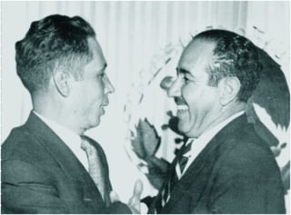 Dos grandes amigos de Salvador Novo: El expresidente Gustavo Díaz Ordaz (1911-1979), y Raúl López Sánchez (1904-1957), exgobernador de Coahuila. (Archivo de Graciela López Mercado)

