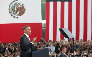Termina visita. Obama dio un discurso ayer ante estudiantes y empresarios en el Museo de Antropología