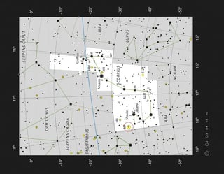  El Observatorio Europeo Austral (ESO) ha logrado una nueva imagen del cúmulo estelar Messier 7, uno de los más llamativos del cielo y situado en la cola de la constelación de Escorpio. En la imagen, mapa facilitado por la ESO de la constelación de Escorpio en el que se destacan la mayor parte de las estrellas que pueden verse a ojo en una noche oscura. (EFE)