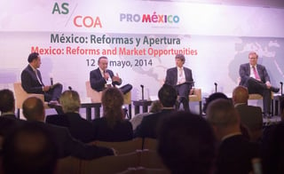 Economía. Aspectos de la conferencia 'México, reformas y apertura', organizado por AS/COA y Pro México, ayer lunes. 