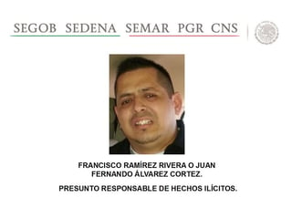 Determina juez que Juan Fernando Álvarez Cortez, presunto de jefe de 'Los Zetas' en Tamaulipas y detenido la semana pasada, será procesado por los delitos de narcotráfico y portación ilegal de armas. 