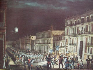 Proclamación de Iturbide el 19 de marzo de 1822. Acuarela anónima. Museo Nacional de Historia. INAH México. 