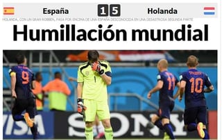 El diario deportivo 'Marca' titula 'Humillación mundial' su primera crónica del encuentro. 