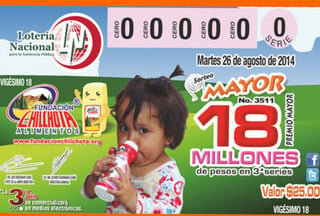  Actualmente ya circulan los billetes de lotería con la imagen de Fundación Chilchota A.C. (Especial)