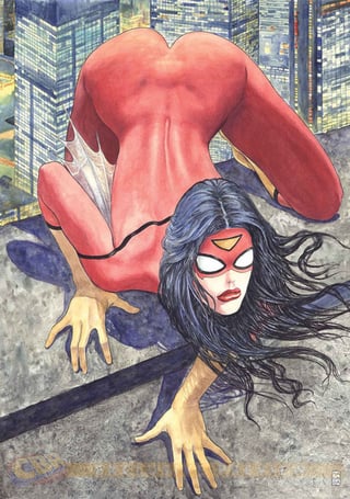 Sensual. Marvel presentó un dibujo de la heroína, realizado por Milo Manara, en el que el punto focal es su trasero.