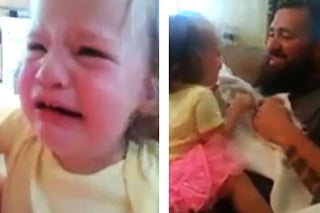 La pequeña no reconoce a su padre y se echa a llorar. (YouTube)