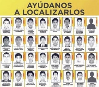 Se publicaron las fotografías de 54 de los 57 normalistas desaparecidos. 