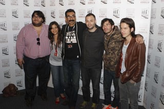 Festival. De izquierda a derecha, Yadira Aedo, Carlos Armella, Gilberto Barraza, Waldo Facco y otros durante la conferencia de prensa de la película En la Estancia.