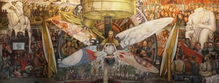 Las medidas del mural son de 480 por 1145 centímetros y puede ser visitado y contemplado en el Palacio de Bellas Artes en el Distrito Federal. (INBA)