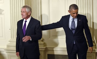 Renuncia. En la imagen se observa a Chuck Hagel junto al presidente de Barack Obama. (AP)