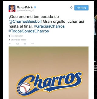 El tuit del futbolista de las Chivas del Guadalajara. (Especial)
