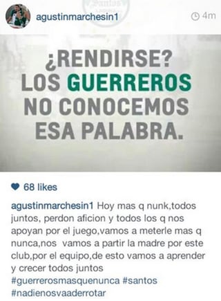 Este es el mensaje del portero santista en Instagram. (Especial)