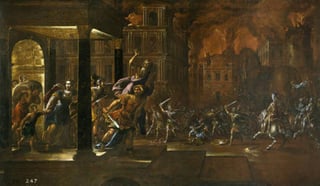 Actualmente, El incendio de Troya de Juan de la Corte, procedente de la Colección Real, se encuentra resguardado por el Museo del Prado, en Madrid, aunque no se encuentra expuesto.