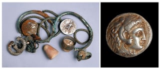 Tesoro. Arquólogos encontraron monedas de planta con la efigie de Alejandro Magno. (EFE)