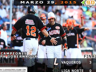 Vaqueros Laguna venció 3 carreras por 0 a la selección de la Liga del Norte. (TWITTER)