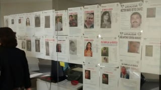 Buscan. En la Vicefiscalía se encuentran fotografías con datos de las personas desaparecidas, aquí y en otras entidades.