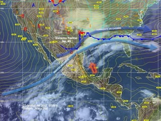 El Sistema Frontal Número 49 originará lluvias puntualmente fuertes en Tamaulipas y Veracruz, con vientos fuertes en estados del norte y noreste de México. (Cortesía)
