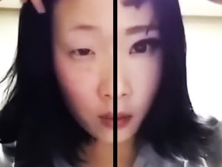 La jovencita muestra el antes y después de aplicarse maquillaje. (YOUTUBE)