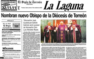 Al día. El Siglo de Torreón en su edición del 13 de octubre daba la noticia del nombramiento del nuevo obispo de Torreón, tras casi seis meses de espera y tras el cambio de Luis Morales. (Archivo)