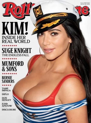 La socialité Kim Kardashian posó en el número más reciente de Rolling Stone a la que también ofreció una entrevista. (TWITTER)