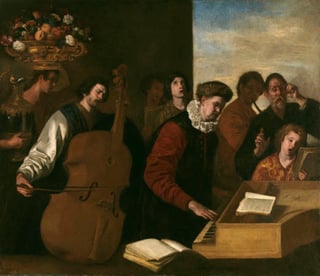 Falcone representa un concierto para pocas voces con acompañamiento de bajo continuo muy típico del barroco. (MUSEO DEL PRADO)