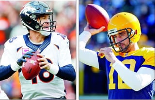 Peyton Manning (i)y Aaron Rodgers, dos de los mejores mariscales de campo de la NFL. (AP)
