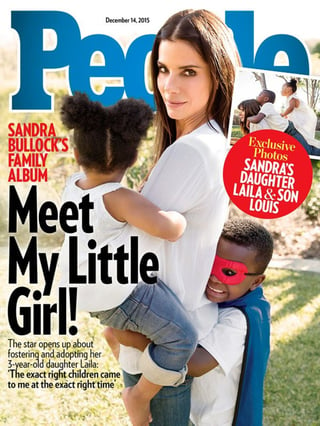 Sandra Bullock posó con sus hijos para la revista People. (ESPECIAL)