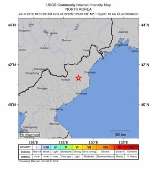 El sismo se detectó muy cerca de la base de pruebas nucleares de Punggye-ri, escenario de los tres ensayos atómicos que había realizado hasta la fecha Corea del Norte. (EFE)
