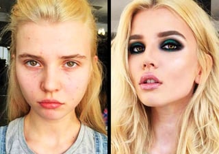 Las fotos comparativas muestran el impresionante trabajo de belleza del maquillista ruso. (ESPECIAL)