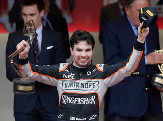 Sergio Pérez terminó en tercer lugar en el Gran Premio de Mónaco. (AP) 